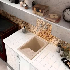 Evier Bac à laver pour buanderie à encastrer Poalgi Silex Albero - 1 bac + égouttoir