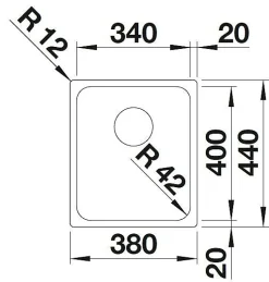 Evier Blanco Solis 340-U Inox InFino - Inox Brossé