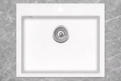 Evier cen granit - 1 bac sans égouttoir - granit BLANC - QUADRO