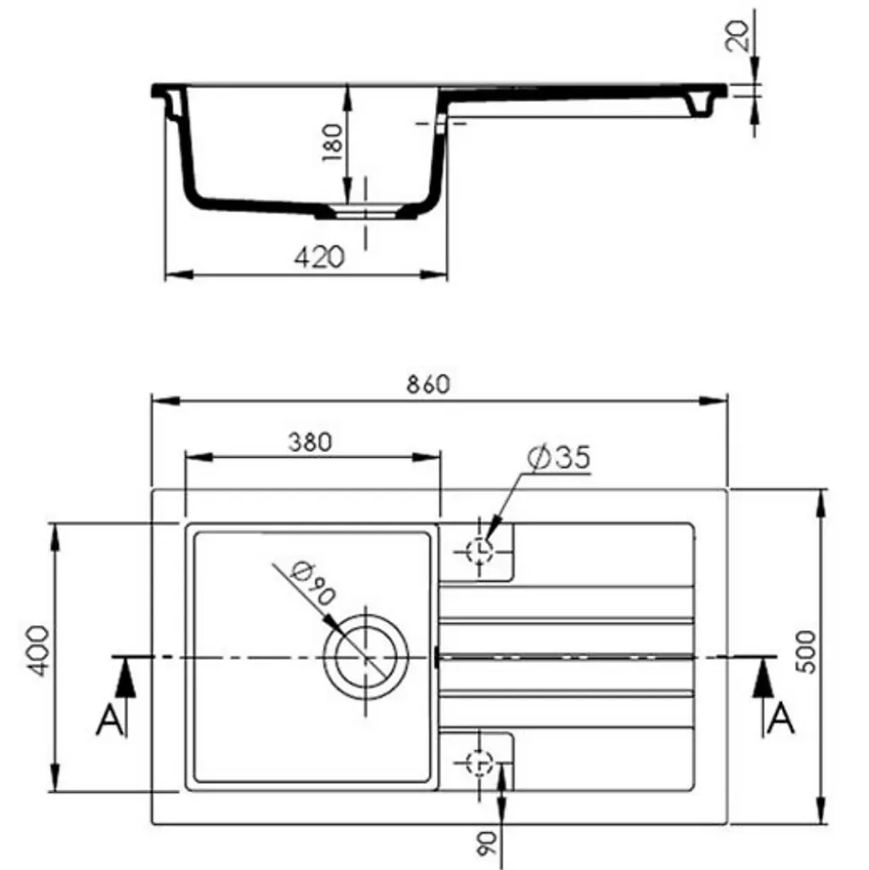 Evier céramique blanc CELESTIN 1 bac 1 égouttoir