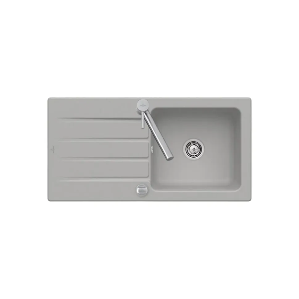 Evier céramique gris fossil Villeroy & Boch ARCHITECTURA 1 grand bac 1 égouttoir