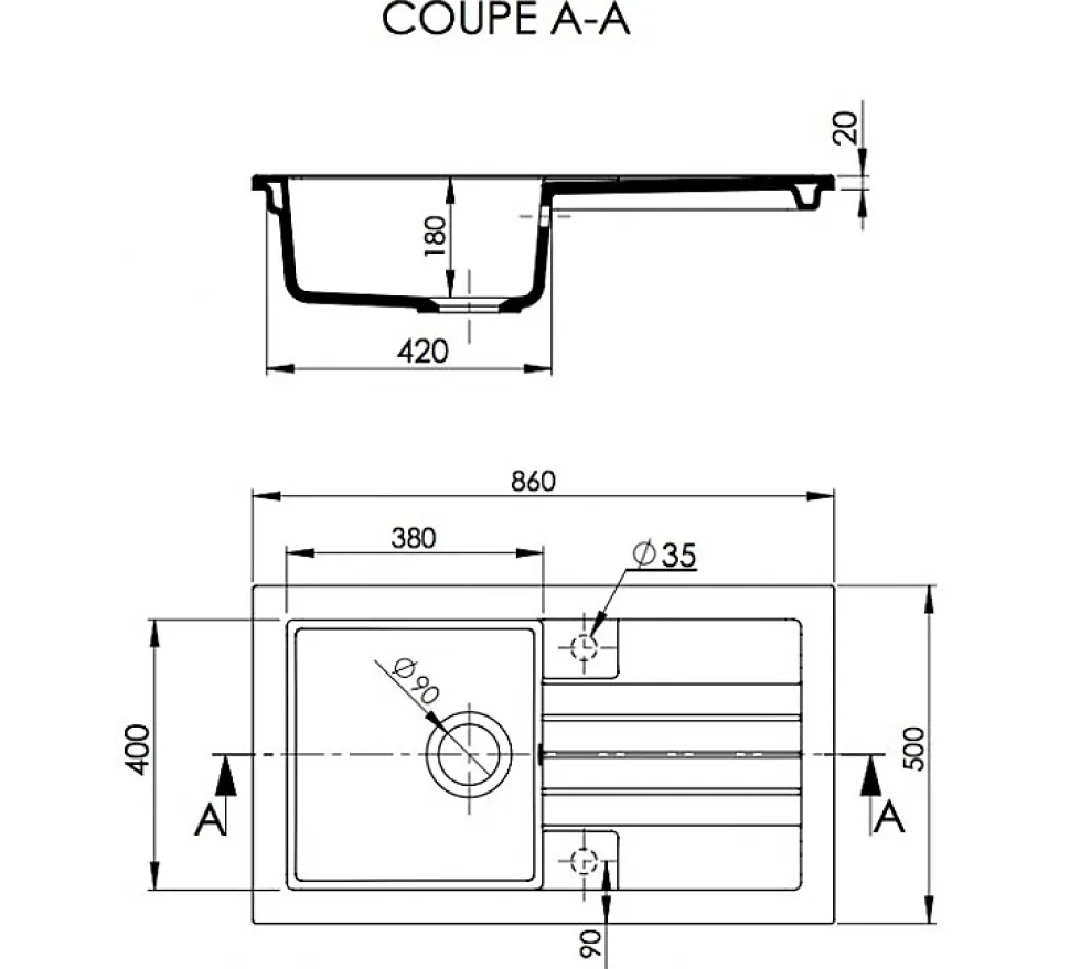 Evier Céramique Soft Blanc + Egouttoir Sarreguemines