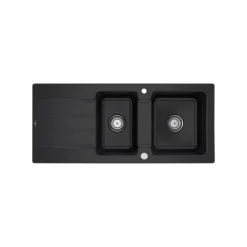 Evier céramique Villeroy & Boch ARCHITECTURA noir mat 2 bacs 1 égouttoir
