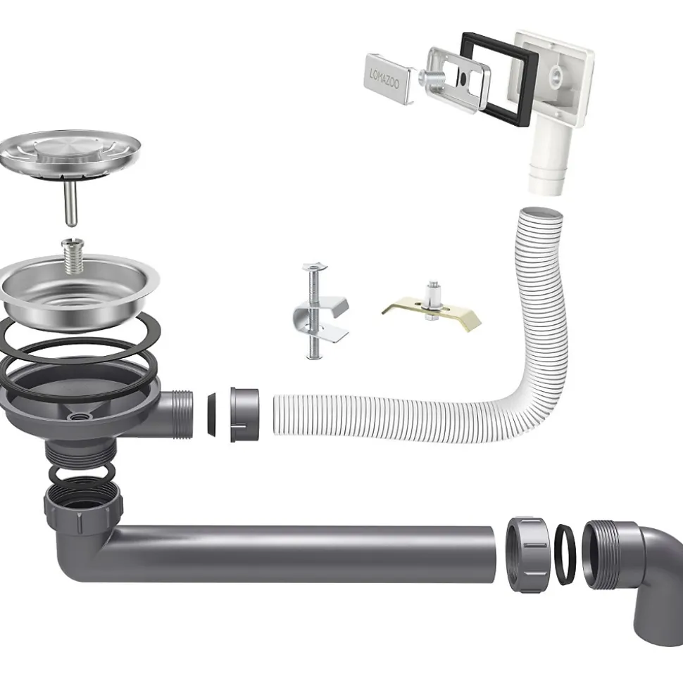 Evier cuisine 2 bacs inox LOMAZOO Windsor 815x450 mm