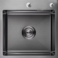 Evier Cuisine LOMAZOO Ella 34 cm Inox avec distributeur de savon Anthracite