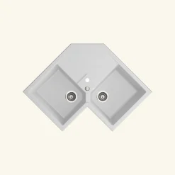 Evier d'angle granit blanc Kümbad VOZ 2 bacs