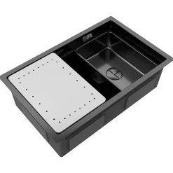 Evier de Cuisine 70 cm Cecipa MAX Evier 1 Bac en Inox avec Plateau Egouttoir Panier