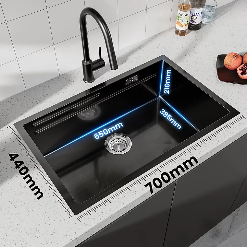 Evier de Cuisine 70 cm Cecipa MAX Evier 1 Bac en Inox avec Plateau Egouttoir Panier