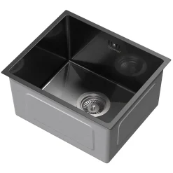 Evier de cuisine en acier inoxydable à encastrer anthracite avec vidage 40x34 cm