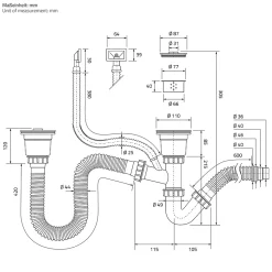 Evier double inox cuisine bac à encastrer argent + vidage trop-plein 81,5x40 cm