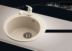 Evier en granit 1 bac - granit SABLE - rond 505x505 - CLARUS