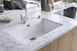 EVIER en granit 1 bac SANS EGOUTTOIR GRANIT BLANC - DELICIA