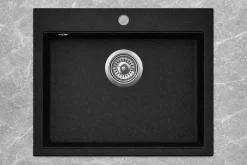 Evier en granit 1 bac sans égouttoir - granit NOIR - QUADRO