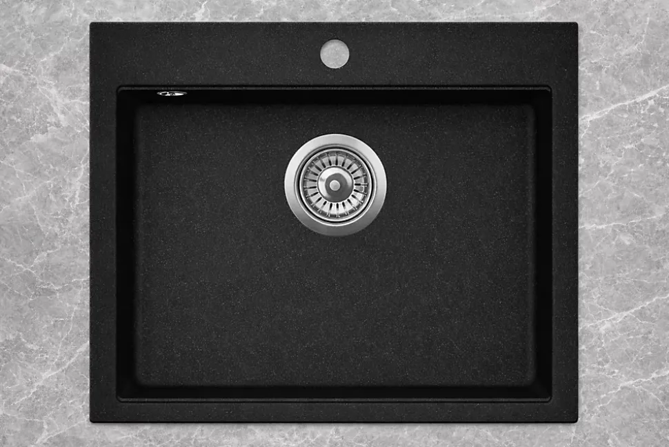 Evier en granit 1 bac sans égouttoir - granit NOIR - QUADRO