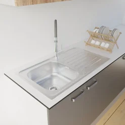 Evier en inox 1 bac + égouttoir EVINOX 86 cm x 50 cm