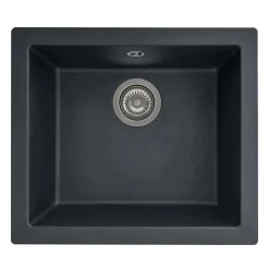 Evier en résine 1 cuve - Noir pailleté - A encastrer ou sous plan - STRADOUR