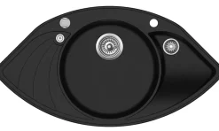 Evier granit 2 bacs - granit NOIR - Papillon 945x505