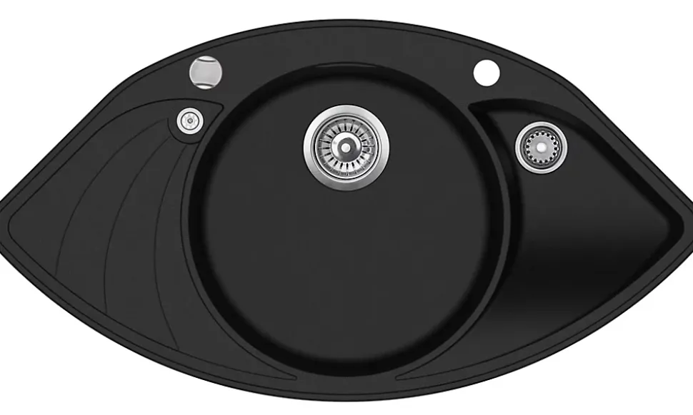 Evier granit 2 bacs - granit NOIR - Papillon 945x505