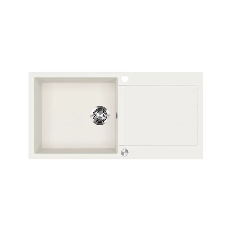Evier granit blanc Helika TESIS 1 grand bac - 1 égouttoir