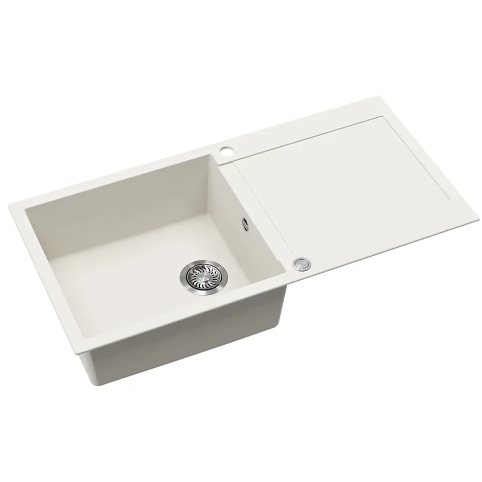 Evier granit blanc Helika TESIS 1 grand bac - 1 égouttoir