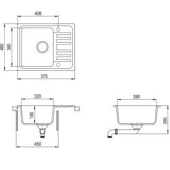 Evier granit blanc Helika NOTUS 1 bac - 1 petit égouttoir