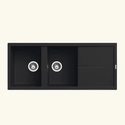 Evier granit noir Luisina MAESTOSO 2 bacs 1 égouttoir