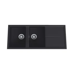 Evier granit noir Luisina MAESTOSO 2 bacs 1 égouttoir