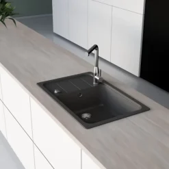 Evier granit noir Shock FORMHAUS 1 grand bac - 1 petit égouttoir