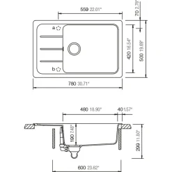 Evier granit noir Shock FORMHAUS 1 grand bac - 1 petit égouttoir