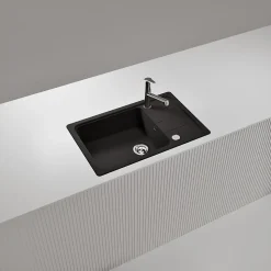 Evier granit noir Shock FORMHAUS 1 grand bac - 1 petit égouttoir