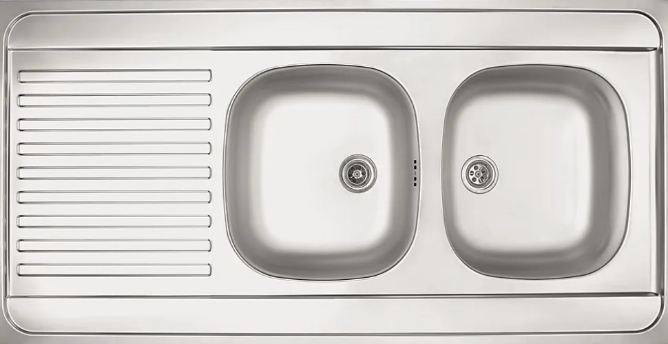 Evier inox à poser 2 bacs 1 égouttoir - Man - 120 x 60 - MAN721-1200 NF- Livré avec siphon