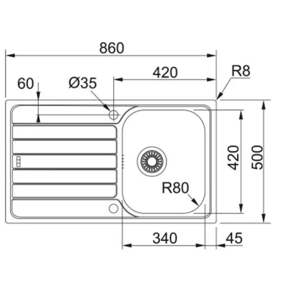 Evier inox dekor Franke SPARK 1 bac 1 égouttoir