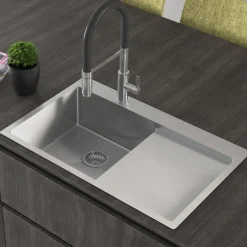 Evier inox Helika LUNY 1 bac - 1 égouttoir à droite