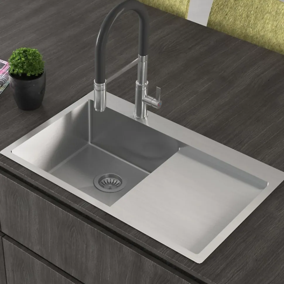 Evier inox Helika LUNY 1 bac - 1 égouttoir à droite