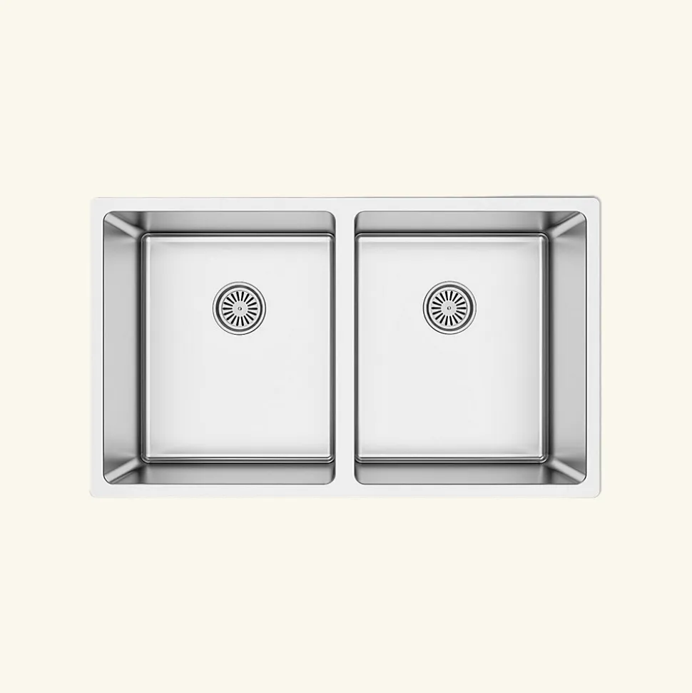 Evier inox sous-plan MAX 2 bacs 750x440