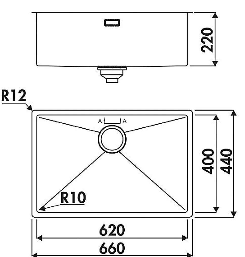 Evier Luisina Legato EV620 Inox PVD Or - Inox PVD Or