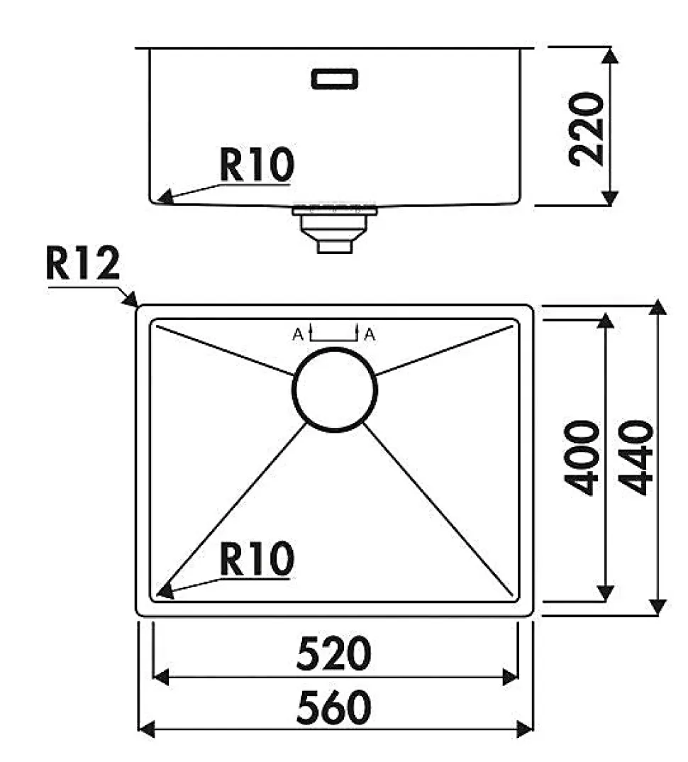 Evier Luisina Legato EV520 Inox PVD Or - Inox PVD Or