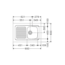Evier monocuve inox SPX avec égouttoir 900x600cm à poser MAN 711-900 - FRANKE - 082508