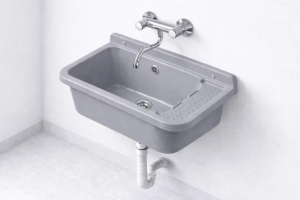 Evier poste d'eau interieur et exterieur polypropylène gris 50cm
