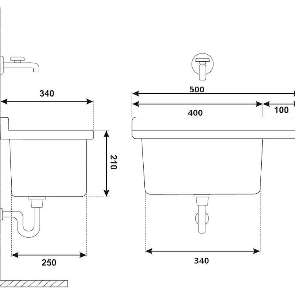 Evier poste d'eau interieur et exterieur polypropylène gris 50cm