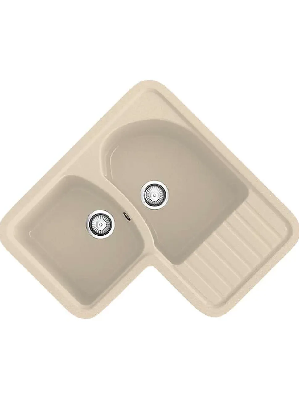 Evier pour meuble d'angle à encastrer Poalgi Jade Pergamon - 2 bacs avec égouttoir