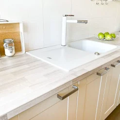 Evier réversible 1 cuve 1 égouttoir en résine blanc Essebagno Lisse