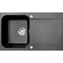 Evier réversible 1 cuve 1 égouttoir en résine noir Essebagno Lisse