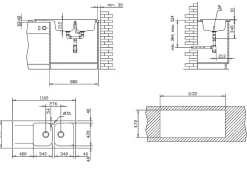 Evier réversible 2 cuves 1 égouttoir en résine blanc Essebagno Lisse