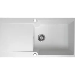 Evier réversible 1 grande cuve 1 égouttoir en résine gris Essebagno Lisse