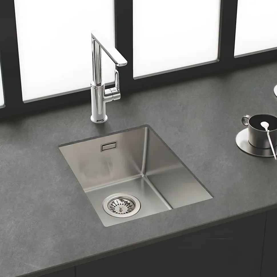 Evier sous plan inox lisse VIBRATO Luisina 1 bac 450x450 mm