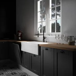 Evier timbre d'office 84 cm réversible rétro Rome en céramique