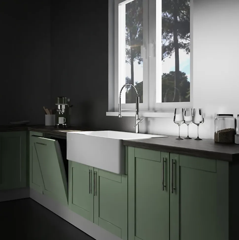 Evier timbre d'office 84 cm réversible rétro Rome en céramique