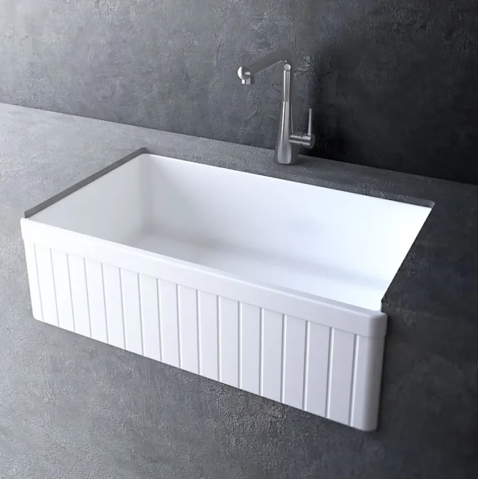 Evier timbre d'office 84 cm réversible rétro Rome en céramique