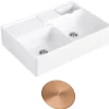 Evier timbre d'office VILLEROY ET BOCH Tradition 2 bacs 89,5 x 63 céramique vidage auto blanc + Cache bonde bronze